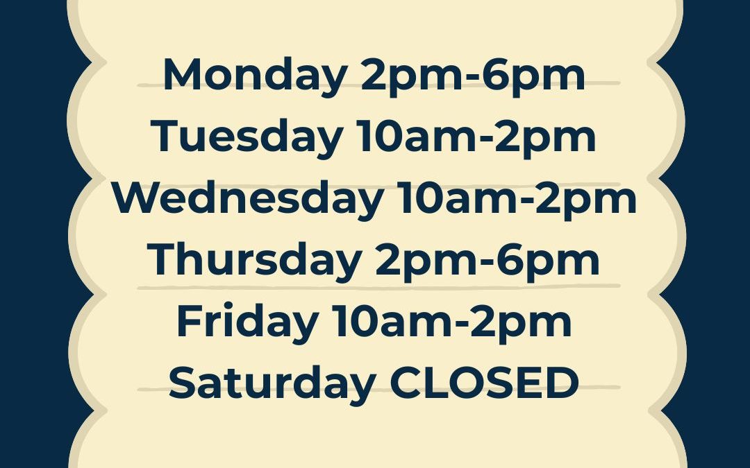 Temporary Hours Beginning June 1st.
